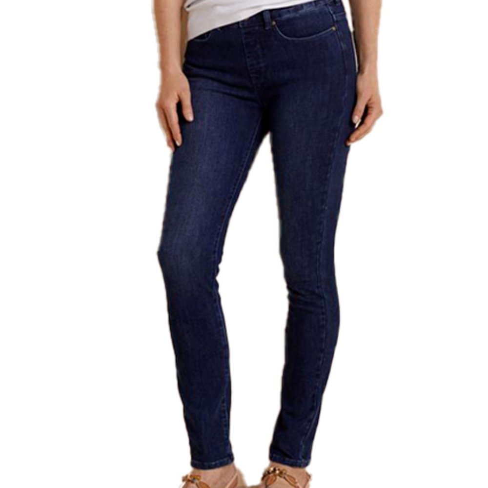 Soft Surroundings Dark Wash Pull On Jeans - Picture 1 of 8